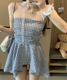 イレヘムチェックベアトップ