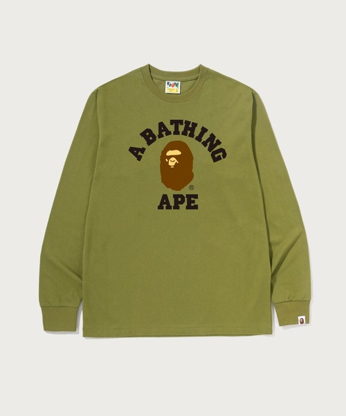 A BATHING APE(アベイシングエイプ)の「COLLEGE LS TEE(Tシャツ/カットソー・メンズ・グレー/ブラック/ホワイト/ネイビー/ピンク/オリーブ・XX-LARGE/X-LARGE/MEDIUM/LARGE/SMALL/XXX-LARGE)」の1枚目の写真