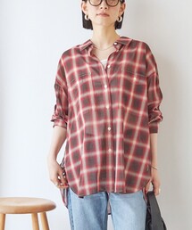 〈手洗い可能〉シアー チェック オーバー サイズ シャツ