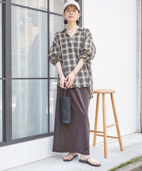 SHIPS(シップス)の「〈手洗い可能〉シアー チェック オーバー サイズ シャツ(シャツ/ブラウス・レディース・オリーブ/レッド・ONE SIZE)」の17枚目の写真