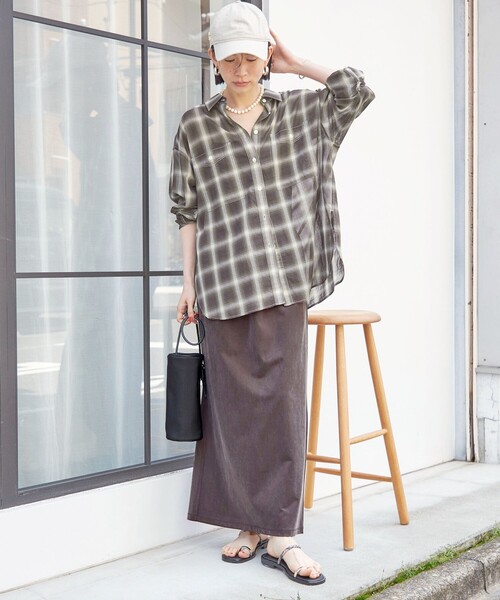 SHIPS(シップス)の「〈手洗い可能〉シアー チェック オーバー サイズ シャツ(シャツ/ブラウス・レディース・オリーブ/レッド・ONE SIZE)」の18枚目の写真