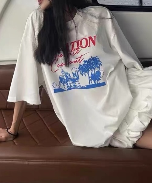 SHERU（シェル）の「【4 デザイン展開】レトロプリントオーバーサイズTシャツ 半袖　英字 イラスト（Tシャツ/カットソー・レディース・ホワイト/ホワイト系その他2/ホワイト系その他3/ホワイト系その他・F）」の12枚目の写真