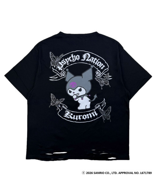 SILVER BULLET(シルバーバレット)の「『PSYCHO NATION/サイコネーション』バタフライストーンTEE(Tシャツ/カットソー・レディース・ブラック/ブラック系1・XL/L/M)」の1枚目の写真