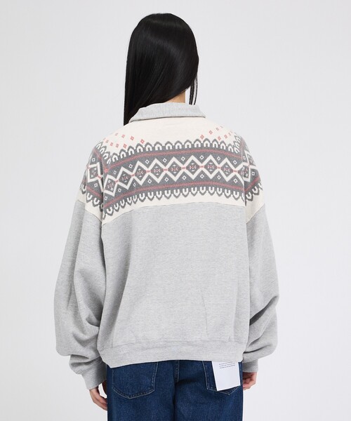 REMI RELIEF（レミレリーフ）の「【REMI RELIEF / レミレリーフ】 ヴィンテージ裏毛 雪柄ハーフZIP / ユニセックス（スウェット・メンズ・グレー系その他/ブラック系その他・L/M）」の8枚目の写真
