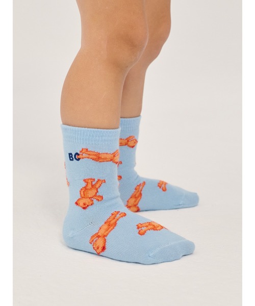 BOBO CHOSES(ボボショーズ)の「Softpaw Monster all over short socks(ソックス/靴下・キッズ・ライトブルー・13cm)」の1枚目の写真