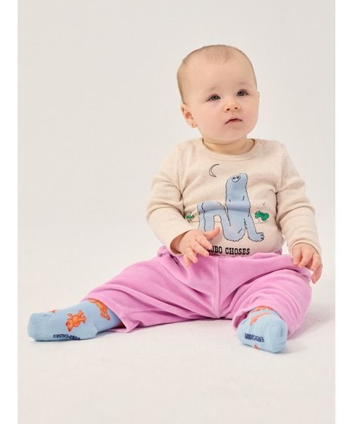 BOBO CHOSES(ボボショーズ)の「Softpaw Monster all over short socks(ソックス/靴下・キッズ・ライトブルー・13cm)」の2枚目の写真