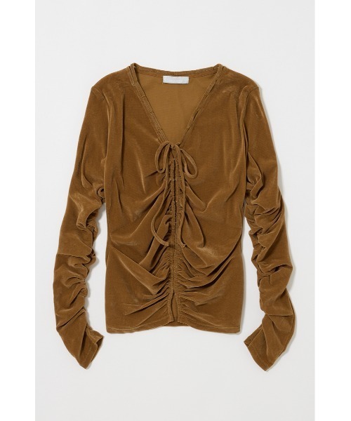 MOUSSY(マウジー)の「【26年AW新作】SHEER VELOUR カーディガン(カーディガン/ボレロ・レディース・ベージュ/ブラック/グレー・FREE)」の4枚目の写真