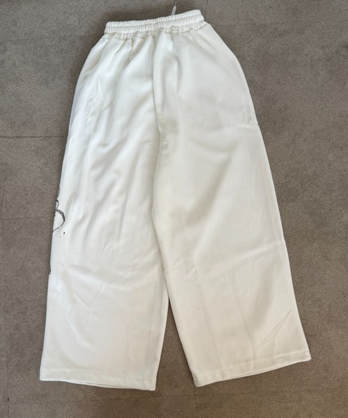 Teem Store（チームストア）の「ラインストーン付きワイドスウェットパンツ イージーパンツ（スウェットパンツ・レディース・パープル/チャコール/ホワイト/ブラック・L/M）」の12枚目の写真
