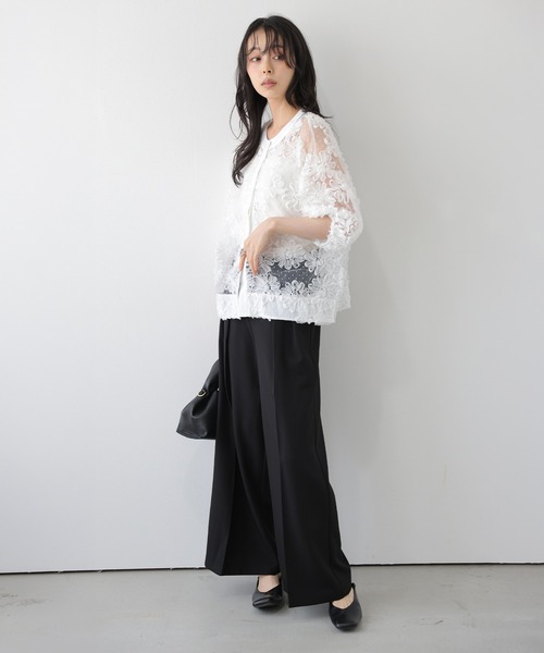 AMELY(エミリー)の「フラワーレースシアーカーディガン(カーディガン/ボレロ・レディース・ホワイト/ブラック・フリー)」の6枚目の写真