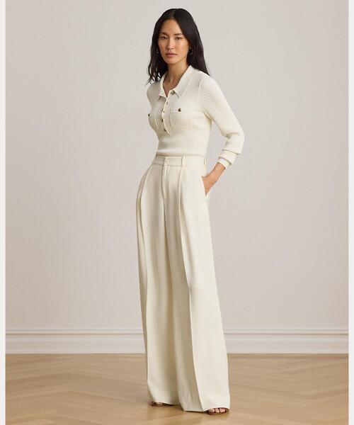 LAUREN RALPH LAUREN(ローレン ラルフ ローレン)の「ダブルフェイスド ジョーゼット ワイドレッグ パンツ(その他パンツ・レディース・ナチュラル・2/0/4/6/00)」の1枚目の写真