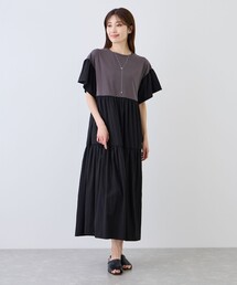 異素材ドッキングワンピース