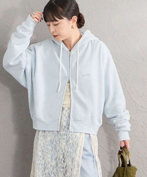 Healthknit（ヘルスニット）の「【WEB先行予約】[HEALTHKNIT/ヘルスニット] 別注 ショート丈 ブリーチ加工ジップパーカー（パーカー・レディース・アッシュグレー/ブラック/ネイビー/レッド/サックスブルー・F）」の4枚目の写真