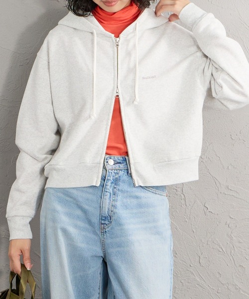 Healthknit（ヘルスニット）の「【WEB先行予約】[HEALTHKNIT/ヘルスニット] 別注 ショート丈 ブリーチ加工ジップパーカー（パーカー・レディース・アッシュグレー/ブラック/ネイビー/レッド/サックスブルー・F）」の2枚目の写真