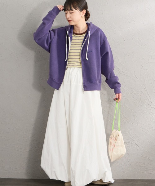 Healthknit（ヘルスニット）の「【WEB先行予約】[HEALTHKNIT/ヘルスニット] 別注 ショート丈 ブリーチ加工ジップパーカー（パーカー・レディース・アッシュグレー/ブラック/ネイビー/レッド/サックスブルー・F）」の8枚目の写真