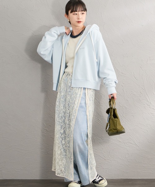 Healthknit（ヘルスニット）の「【WEB先行予約】[HEALTHKNIT/ヘルスニット] 別注 ショート丈 ブリーチ加工ジップパーカー（パーカー・レディース・アッシュグレー/ブラック/ネイビー/レッド/サックスブルー・F）」の9枚目の写真