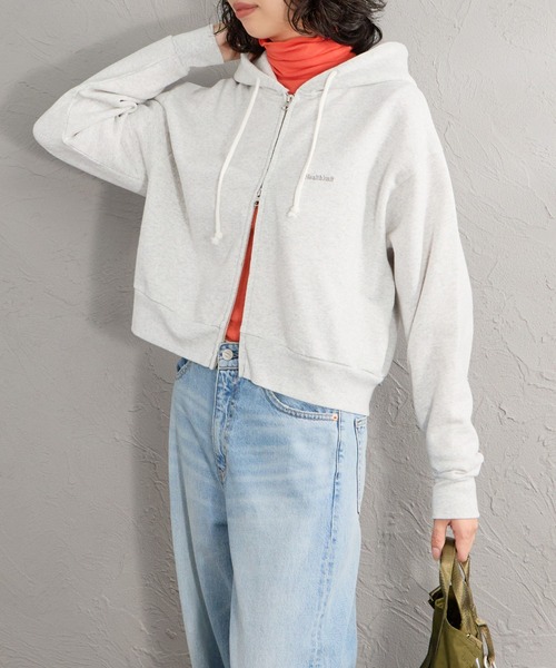 Healthknit（ヘルスニット）の「【WEB先行予約】[HEALTHKNIT/ヘルスニット] 別注 ショート丈 ブリーチ加工ジップパーカー（パーカー・レディース・アッシュグレー/ブラック/ネイビー/レッド/サックスブルー・F）」の21枚目の写真