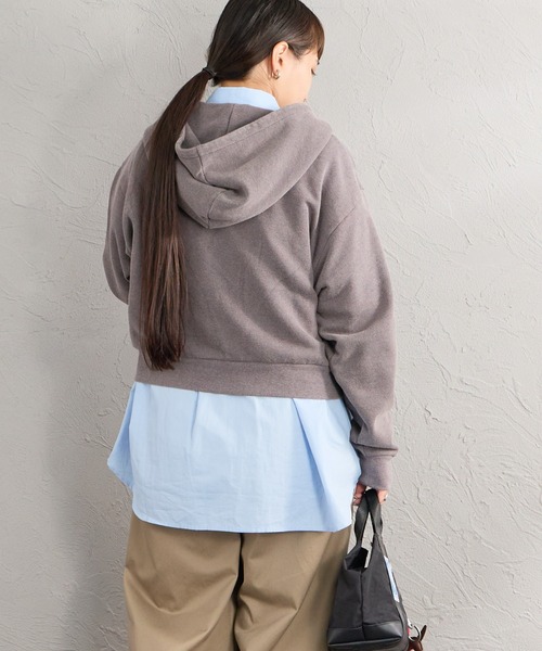 Healthknit（ヘルスニット）の「【WEB先行予約】[HEALTHKNIT/ヘルスニット] 別注 ショート丈 ブリーチ加工ジップパーカー（パーカー・レディース・アッシュグレー/ブラック/ネイビー/レッド/サックスブルー・F）」の13枚目の写真
