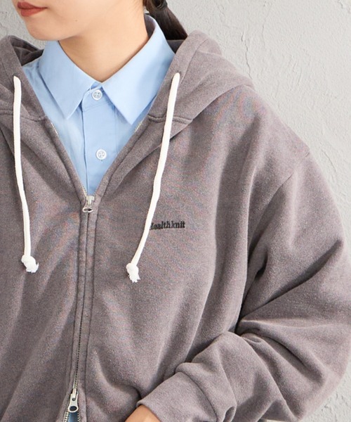 Healthknit（ヘルスニット）の「【WEB先行予約】[HEALTHKNIT/ヘルスニット] 別注 ショート丈 ブリーチ加工ジップパーカー（パーカー・レディース・アッシュグレー/ブラック/ネイビー/レッド/サックスブルー・F）」の17枚目の写真