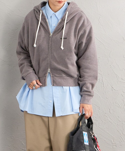 Healthknit（ヘルスニット）の「【WEB先行予約】[HEALTHKNIT/ヘルスニット] 別注 ショート丈 ブリーチ加工ジップパーカー（パーカー・レディース・アッシュグレー/ブラック/ネイビー/レッド/サックスブルー・F）」の11枚目の写真