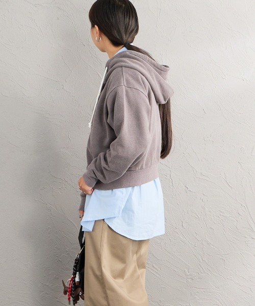 Healthknit（ヘルスニット）の「【WEB先行予約】[HEALTHKNIT/ヘルスニット] 別注 ショート丈 ブリーチ加工ジップパーカー（パーカー・レディース・アッシュグレー/ブラック/ネイビー/レッド/サックスブルー・F）」の12枚目の写真