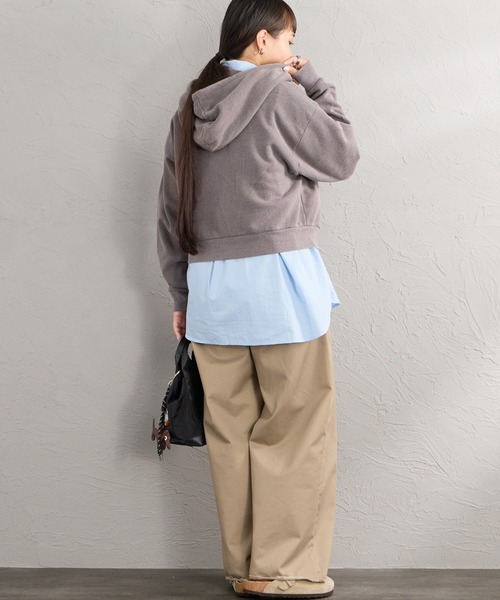 Healthknit（ヘルスニット）の「【WEB先行予約】[HEALTHKNIT/ヘルスニット] 別注 ショート丈 ブリーチ加工ジップパーカー（パーカー・レディース・アッシュグレー/ブラック/ネイビー/レッド/サックスブルー・F）」の16枚目の写真