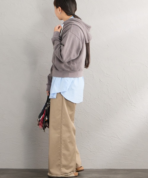 Healthknit（ヘルスニット）の「【WEB先行予約】[HEALTHKNIT/ヘルスニット] 別注 ショート丈 ブリーチ加工ジップパーカー（パーカー・レディース・アッシュグレー/ブラック/ネイビー/レッド/サックスブルー・F）」の15枚目の写真