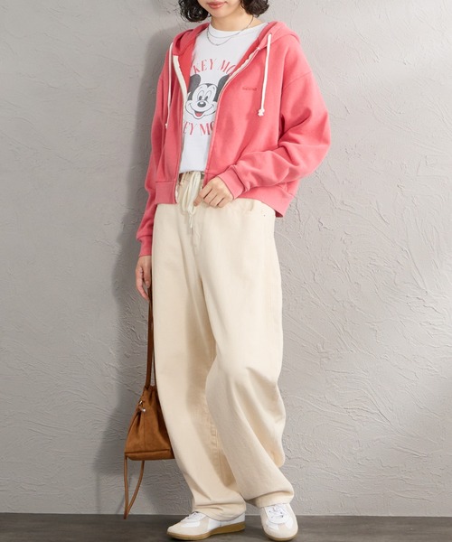 Healthknit（ヘルスニット）の「【WEB先行予約】[HEALTHKNIT/ヘルスニット] 別注 ショート丈 ブリーチ加工ジップパーカー（パーカー・レディース・アッシュグレー/ブラック/ネイビー/レッド/サックスブルー・F）」の10枚目の写真