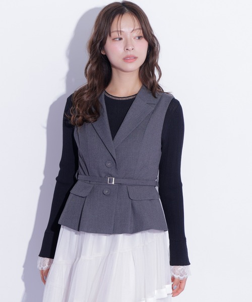 JILL by JILL STUART(ジルバイジルスチュアート)の「ベルト付きペプラムジレ(ベスト・レディース・ブラウン/グレー・FREE)」の5枚目の写真