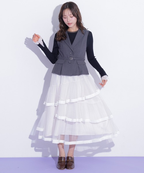 JILL by JILL STUART(ジルバイジルスチュアート)の「ベルト付きペプラムジレ(ベスト・レディース・ブラウン/グレー・FREE)」の6枚目の写真