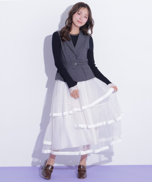 JILL by JILL STUART(ジルバイジルスチュアート)の「ベルト付きペプラムジレ(ベスト・レディース・ブラウン/グレー・FREE)」の9枚目の写真