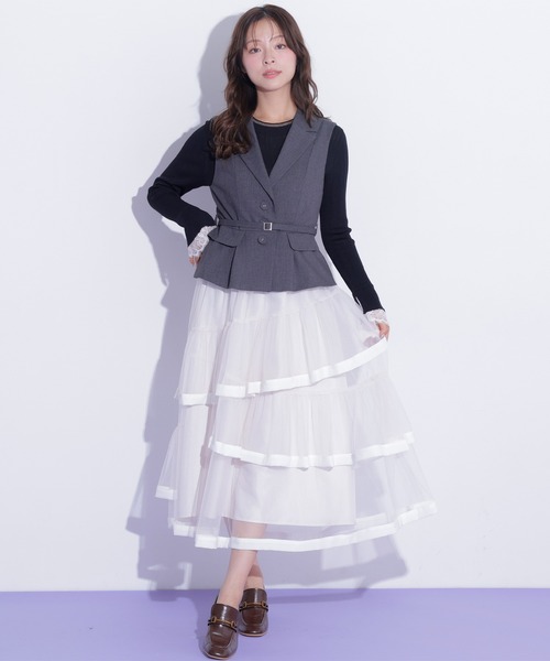 JILL by JILL STUART(ジルバイジルスチュアート)の「ベルト付きペプラムジレ(ベスト・レディース・ブラウン/グレー・FREE)」の8枚目の写真