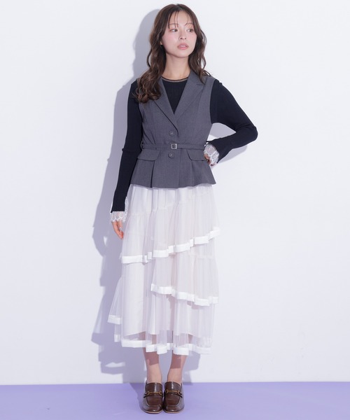 JILL by JILL STUART(ジルバイジルスチュアート)の「ベルト付きペプラムジレ(ベスト・レディース・ブラウン/グレー・FREE)」の10枚目の写真