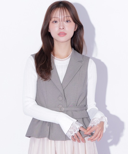 JILL by JILL STUART(ジルバイジルスチュアート)の「ベルト付きペプラムジレ(ベスト・レディース・ブラウン/グレー・FREE)」の12枚目の写真