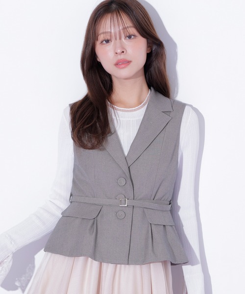 JILL by JILL STUART(ジルバイジルスチュアート)の「ベルト付きペプラムジレ(ベスト・レディース・ブラウン/グレー・FREE)」の11枚目の写真