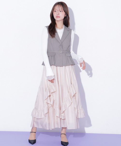 JILL by JILL STUART(ジルバイジルスチュアート)の「ベルト付きペプラムジレ(ベスト・レディース・ブラウン/グレー・FREE)」の16枚目の写真