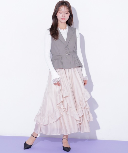 JILL by JILL STUART(ジルバイジルスチュアート)の「ベルト付きペプラムジレ(ベスト・レディース・ブラウン/グレー・FREE)」の17枚目の写真