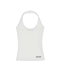 DOT HALTER NECK SLEEVELESS TOP_IVORY