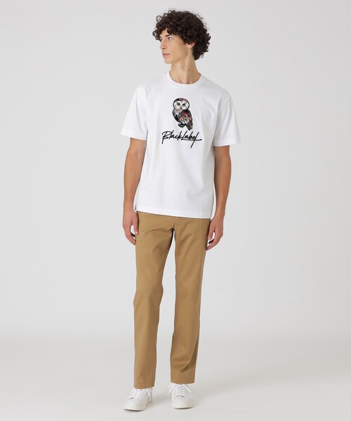 BLACK LABEL CRESTBRIDGE(ブラックレーベル・クレストブリッジ)の「クレストブリッジオウルグラフィックTシャツ(Tシャツ/カットソー・メンズ・オフホワイト/ブラック・M/L/S/XL)」の3枚目の写真