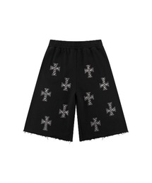 スエットショーツ|Allover Rhinestone Baggy Sweat Shorts|Unknown London