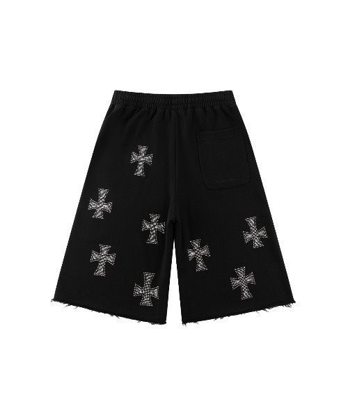 UNKNOWN LONDON(アンノウン・ロンドン)の「スエットショーツ|Allover Rhinestone Baggy Sweat Shorts|Unknown London(その他パンツ・メンズ・ブラック・SMALL/MEDIUM/LARGE/X-LARGE)」の2枚目の写真