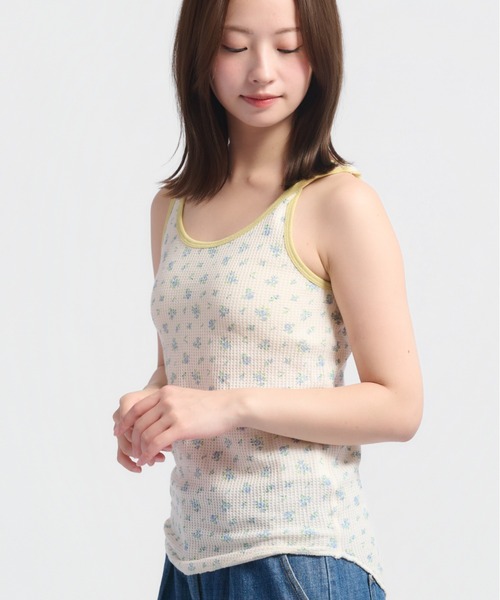 JEMORGAN(ジェーイーモーガン)の「ワッフル花柄クレリックタンクトップ(パック入)(タンクトップ・レディース・ピンク/パープル/スカイブルー/ナチュラル・FREE)」の3枚目の写真