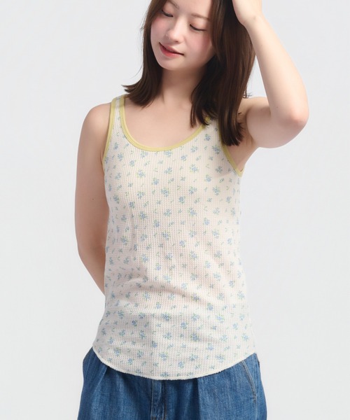 JEMORGAN(ジェーイーモーガン)の「ワッフル花柄クレリックタンクトップ(パック入)(タンクトップ・レディース・ピンク/パープル/スカイブルー/ナチュラル・FREE)」の18枚目の写真