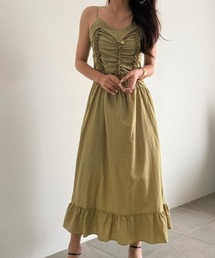 ギャザーキャミロングワンピース