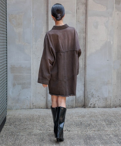 HEREIAM(ヘレイアム)の「【HEREIAM】コクーンデニムシャツワンピース(ワンピース・レディース・ブラウン系/インディゴブルー・SMALL/MEDIUM)」の6枚目の写真