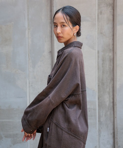 HEREIAM(ヘレイアム)の「【HEREIAM】コクーンデニムシャツワンピース(ワンピース・レディース・ブラウン系/インディゴブルー・SMALL/MEDIUM)」の11枚目の写真