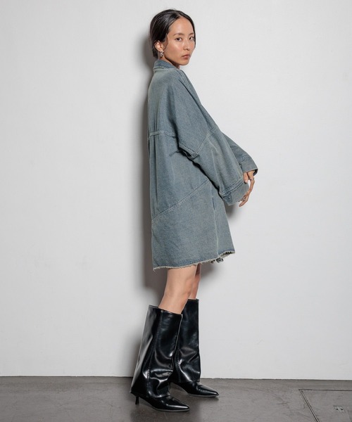HEREIAM(ヘレイアム)の「【HEREIAM】コクーンデニムシャツワンピース(ワンピース・レディース・ブラウン系/インディゴブルー・SMALL/MEDIUM)」の13枚目の写真