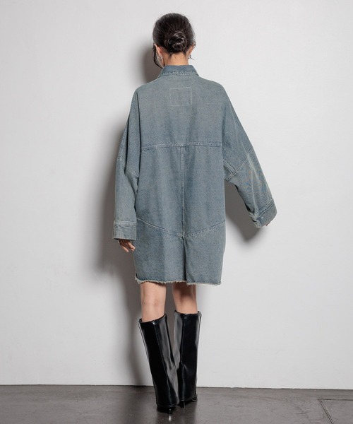 HEREIAM(ヘレイアム)の「【HEREIAM】コクーンデニムシャツワンピース(ワンピース・レディース・ブラウン系/インディゴブルー・SMALL/MEDIUM)」の14枚目の写真