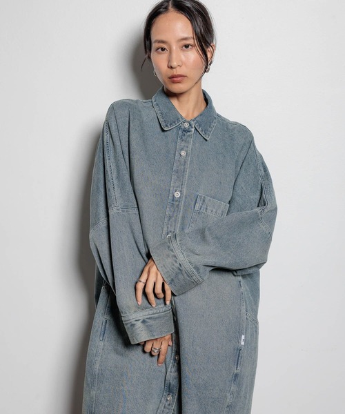 HEREIAM(ヘレイアム)の「【HEREIAM】コクーンデニムシャツワンピース(ワンピース・レディース・ブラウン系/インディゴブルー・SMALL/MEDIUM)」の19枚目の写真