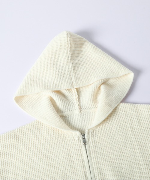 AMELY(エミリー)の「ダブルジップ ワッフル編み ニットパーカー/ショート丈/羽織り/(パーカー・レディース・ブラック/アイボリー/グレー/ブラウン・フリー)」の20枚目の写真