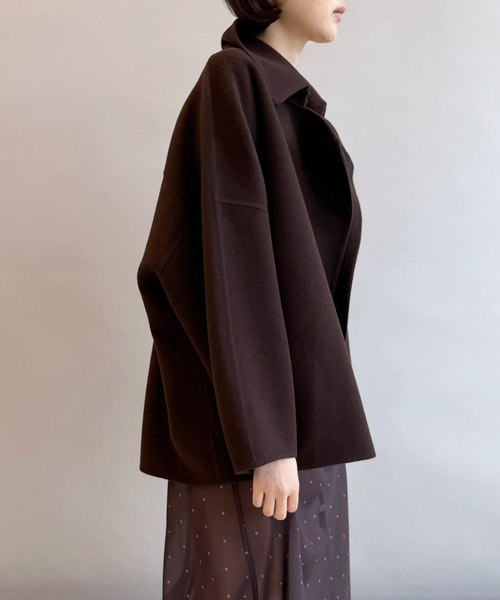 EDIT. FOR LULU(エディットフォールル)の「シャルムビーバー リバーCOAT(チェスターコート・レディース・ブラウン/ネイビー・FREE)」の3枚目の写真